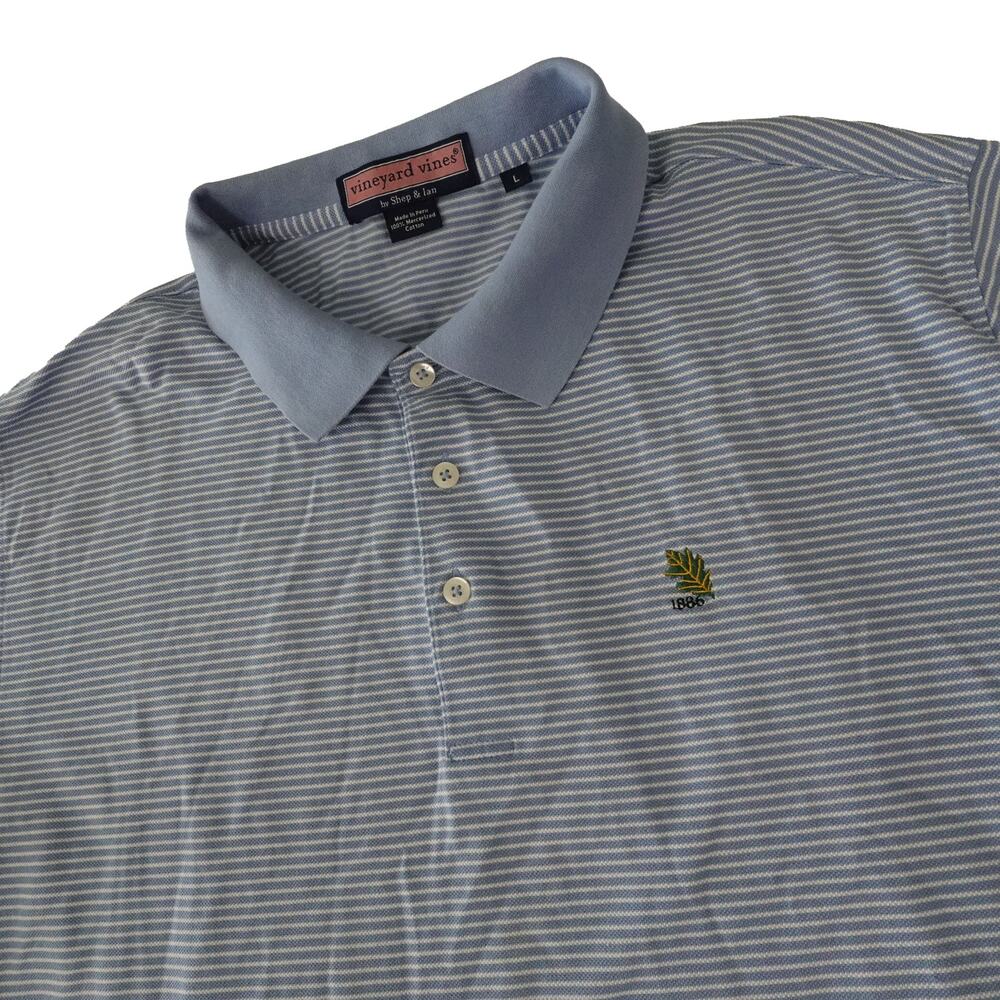 The Tuxedo Club Vineyard Vines Mercerized Cotton Striped Golf Polo Men's Large